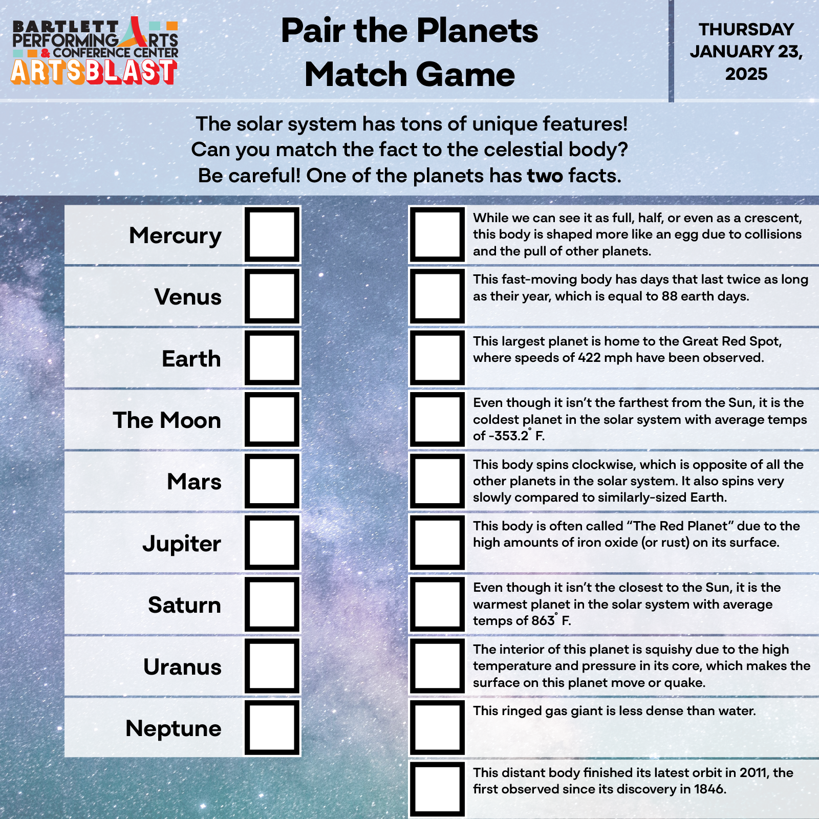 Pair the Planets Game