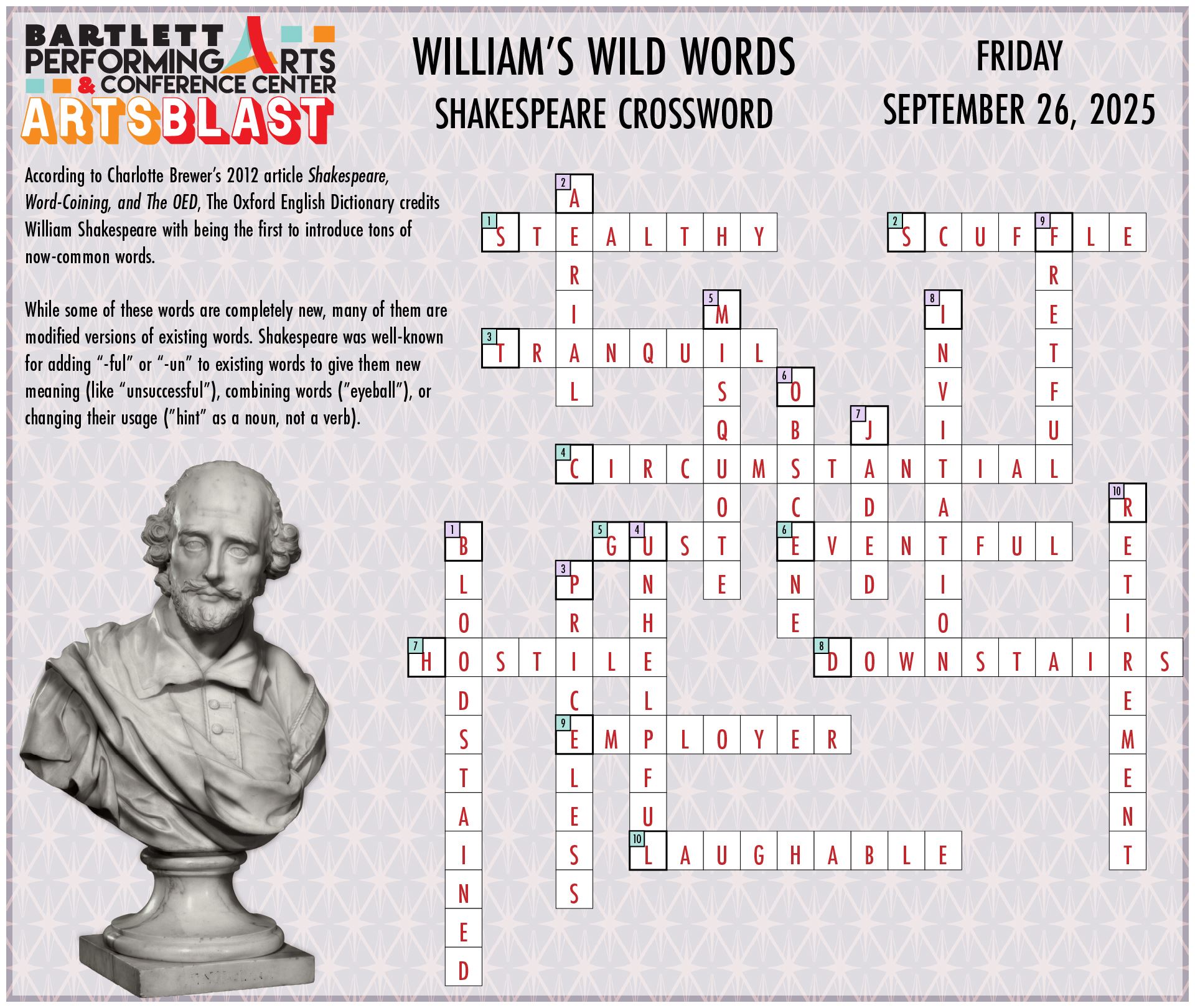Shakespeare Words Cross Word ANSWERS